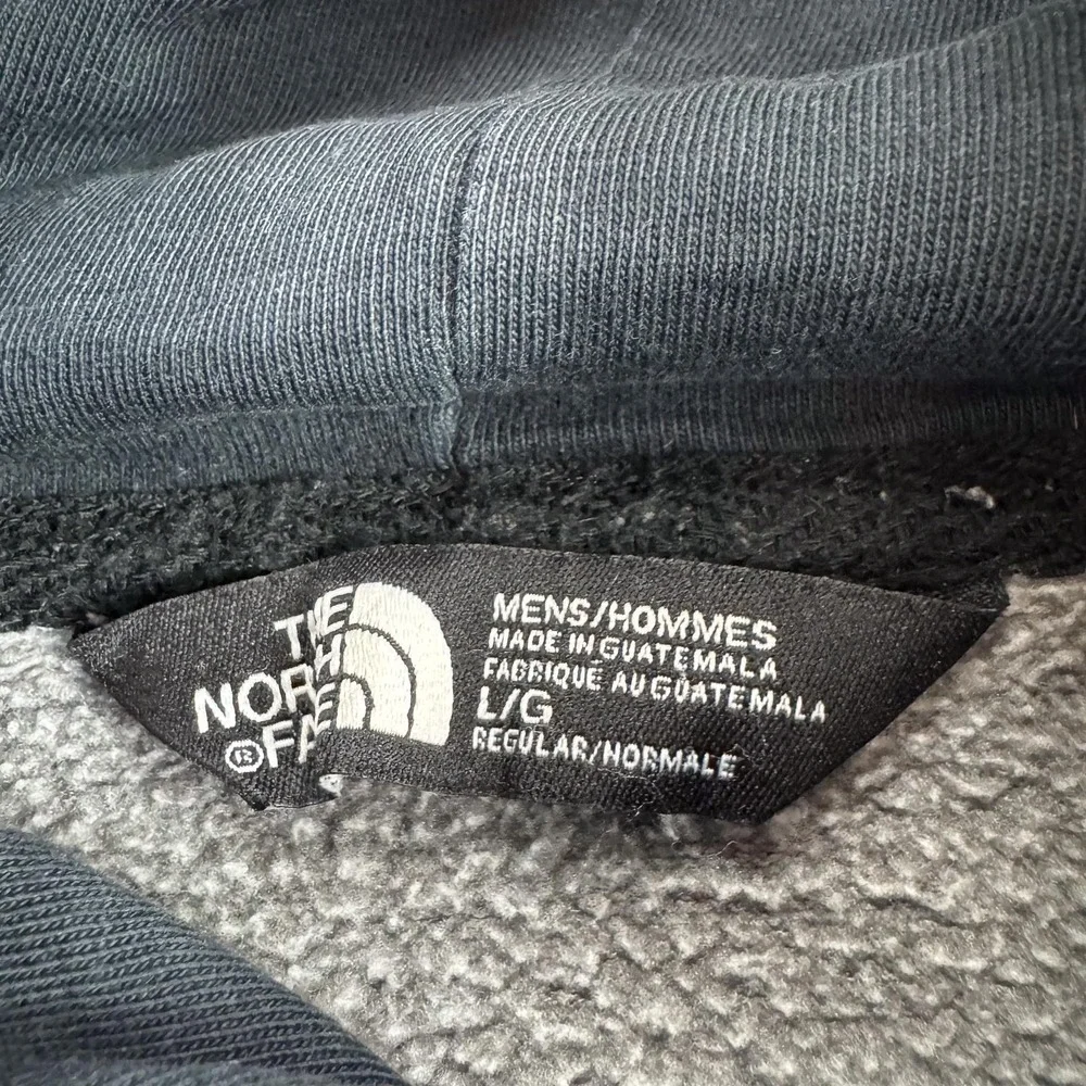 The North Face Hoodie Mens Large Gray Pullover Fleece Sweatshirt‎ Vertical Logo